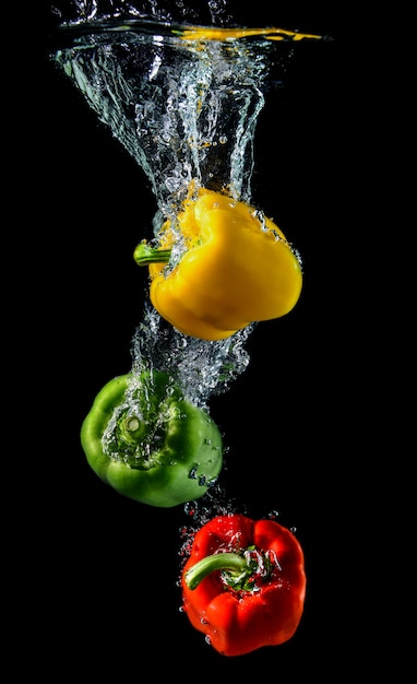 Water droping bell pepper or paprika.