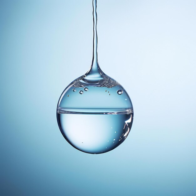 Foto goccia d'acqua su uno sfondo blu