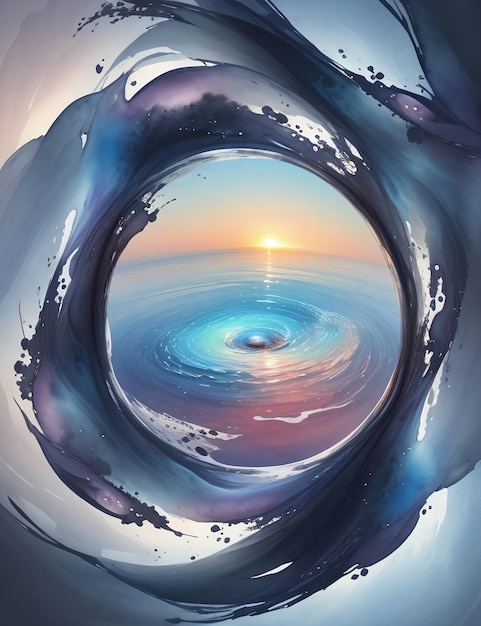 Water droplet eye with inner wave abstract art