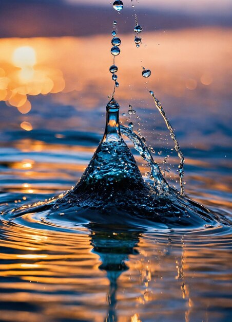 Foto una goccia d'acqua viene spruzzata da una goccia di acqua