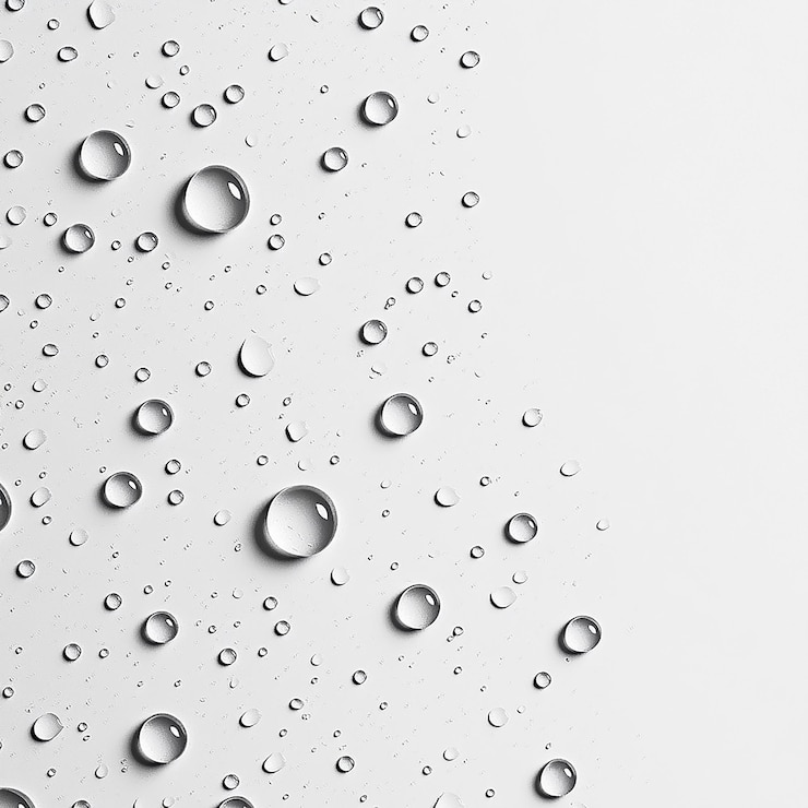 Фотография капля воды изображена на белом фоне