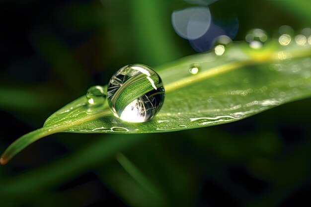 A water droplet on a leaf