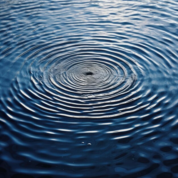 Photo water droplet ripples on pond surface