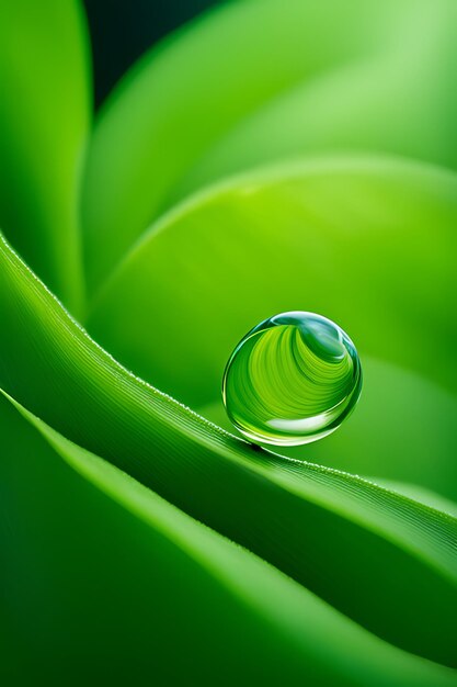 a water droplet sits on a leaf