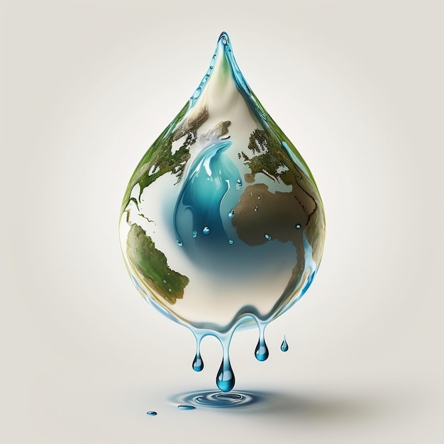 Капля воды с Землей Всемирный день воды Генеративный ИИ