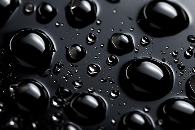 Water droplets against a black backdrop.