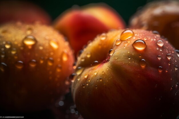 Water droplets on the apples are on a black background