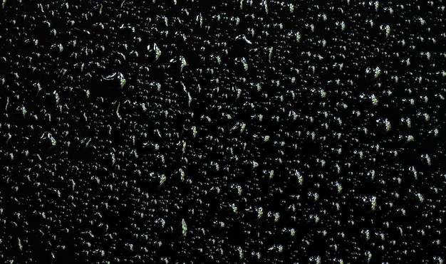 Foto gocce d'acqua sul vetro nero gocce d'acqua lucide sulla superficie nera