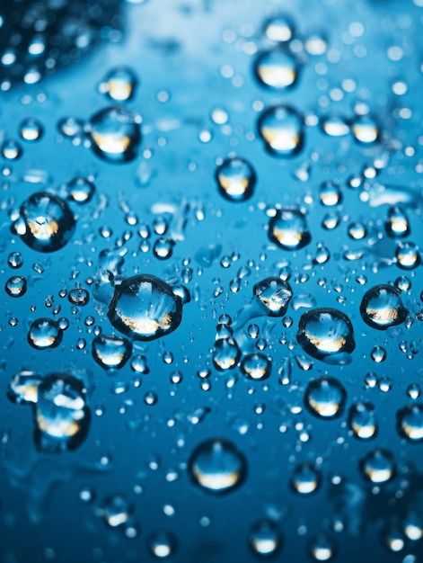 water droplets on a blue background