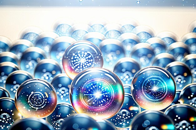 Photo water droplets bubble particles glossy business technology background design material wallpaper