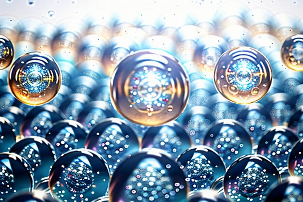 Photo water droplets bubble particles glossy business technology background design material wallpaper