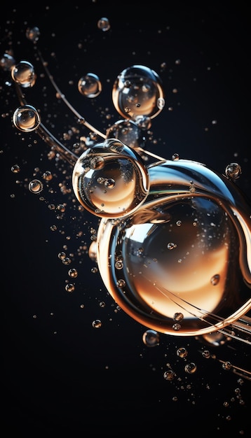 Фото Капли воды пузырьки частицы глянцевый бизнес-технологии дизайн фона