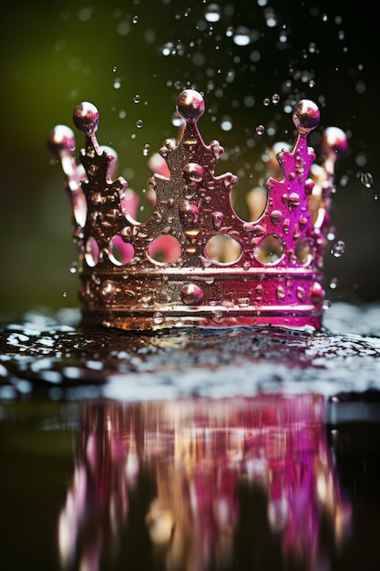 Photo water droplets on a golden crown