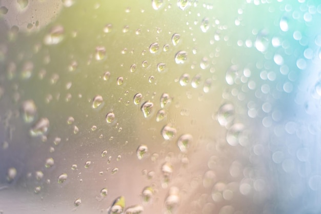 Water droplets on a gray background