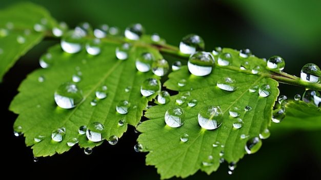 Foto gocce d'acqua su una foglia verde