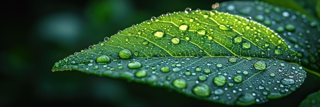 Foto gocce d'acqua su una foglia verde