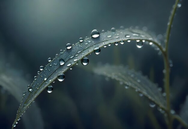 Water Droplets on Green Plant Generative AI