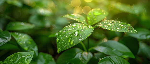 Water Droplets on Leaf Close Up