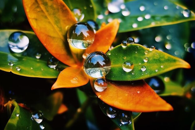 Water droplets on a leaf