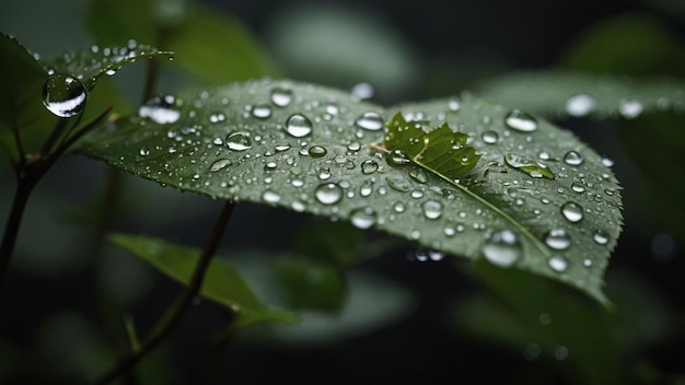 water droplets on leaves