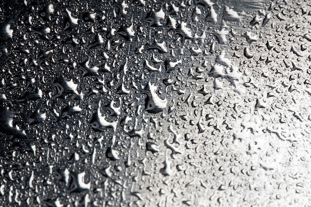 Water droplets on metal a beautiful unusual texture