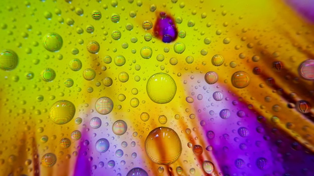 Water droplets on the phone screen with a colourful background