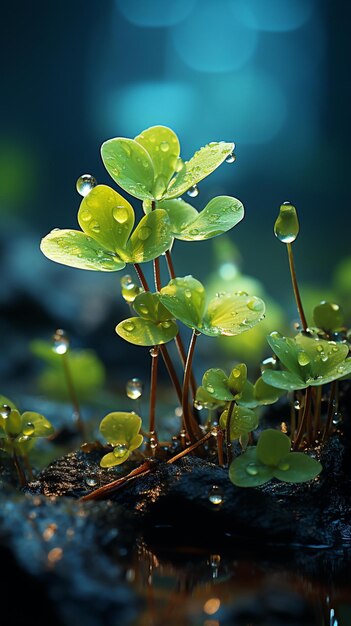 Water droplets on a plant