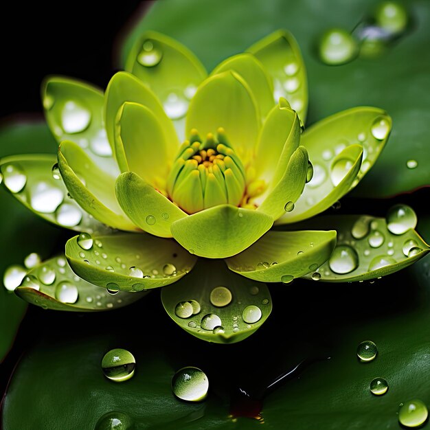 Water droplets on a pond lily