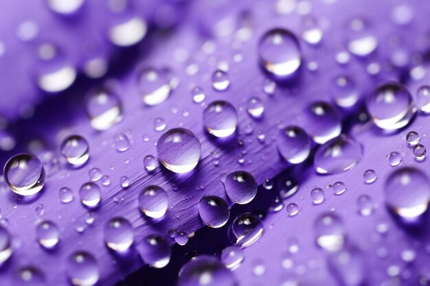 Water droplets on a purple surface