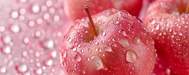 Foto gocce d'acqua su una mela rossa