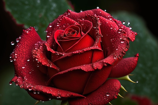 Water droplets on a red rose