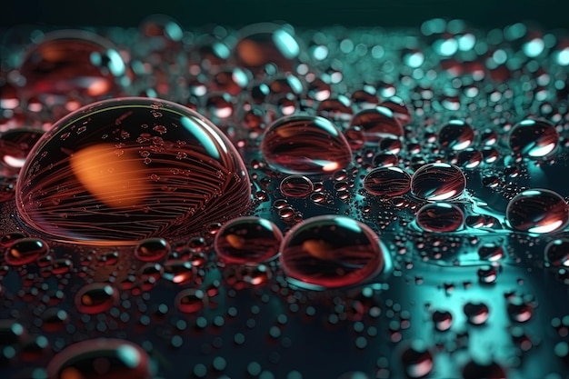 Water droplets on a surface in macro view Generative AI