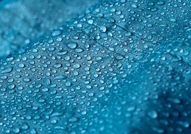 Water droplets on waterproof fabric.