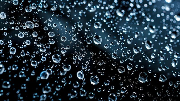 Water drops on black background Abstract texture for design and decoration