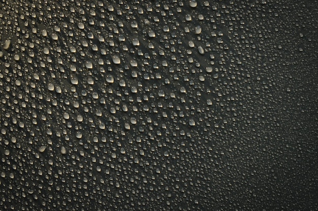 黒の背景に水滴。上面図。