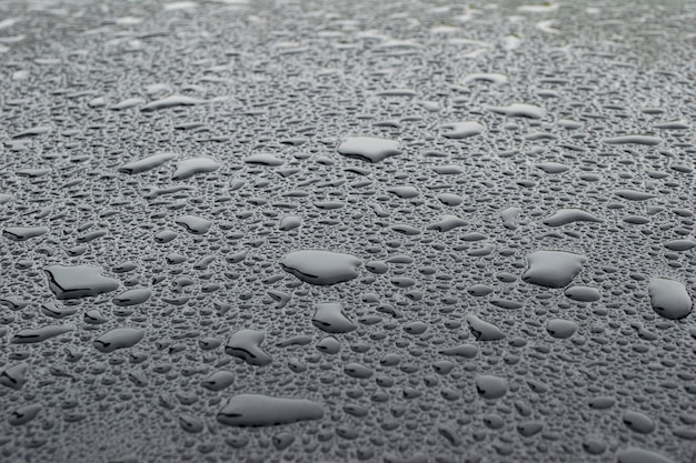 Water drops on black defocused background texture