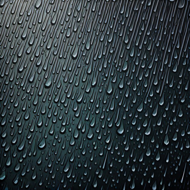 Water drops on a black glass with water drops on it.