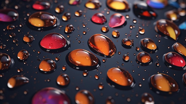 Water drops on a black surface