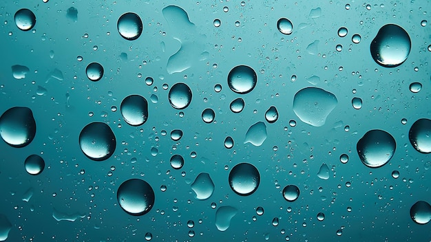 Photo water drops on a blue background closeup