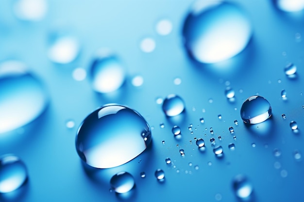 Water drops on a blue background