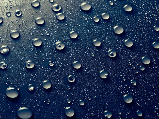 Water drops on blue background.