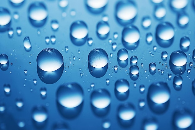 water drops on a blue surface