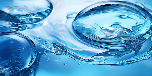 Water drops in the blue water 3d rendering 3d illustration