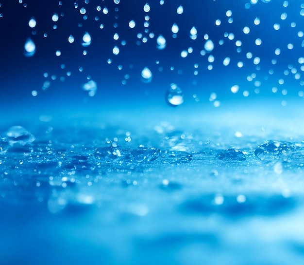 Water drops on blurred blue background