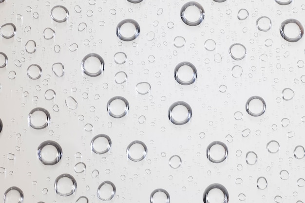 Water drops on clear glass background.