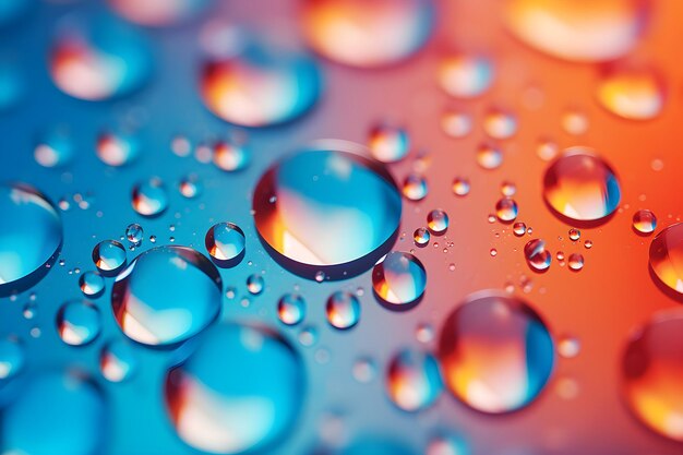 Photo water drops on a colorful rainbow background closeup template for wallpaper print and graphics