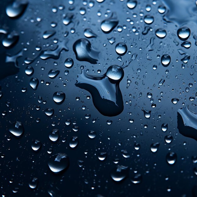 Photo water drops on dark blue background