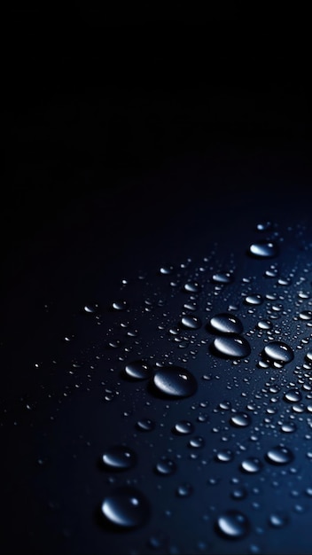 Water drops on dark blue background