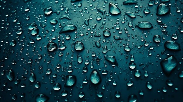 Water drops on a dark blue background