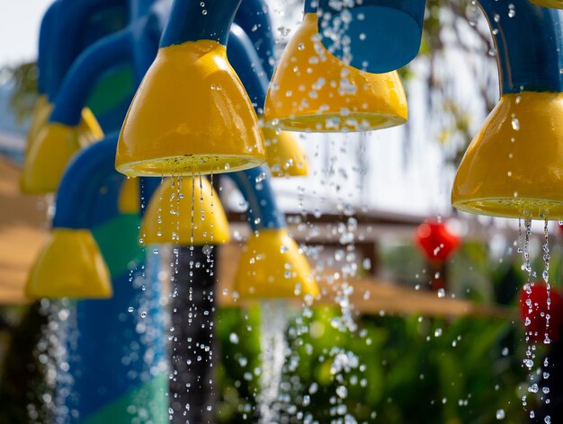 Water drops and drips on a colored background